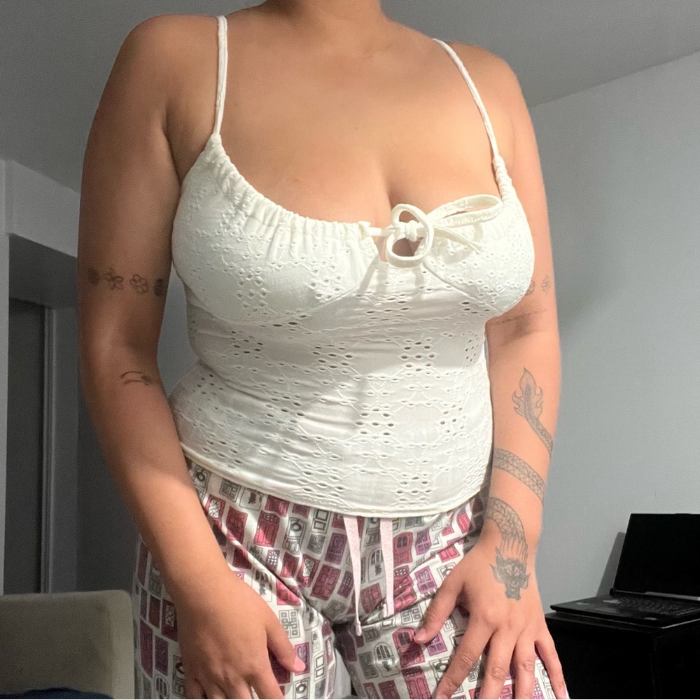 Cropped Tie Front Laced Cami